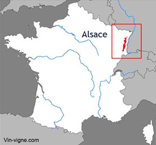 Carte viticole du vignoble d'Alsace