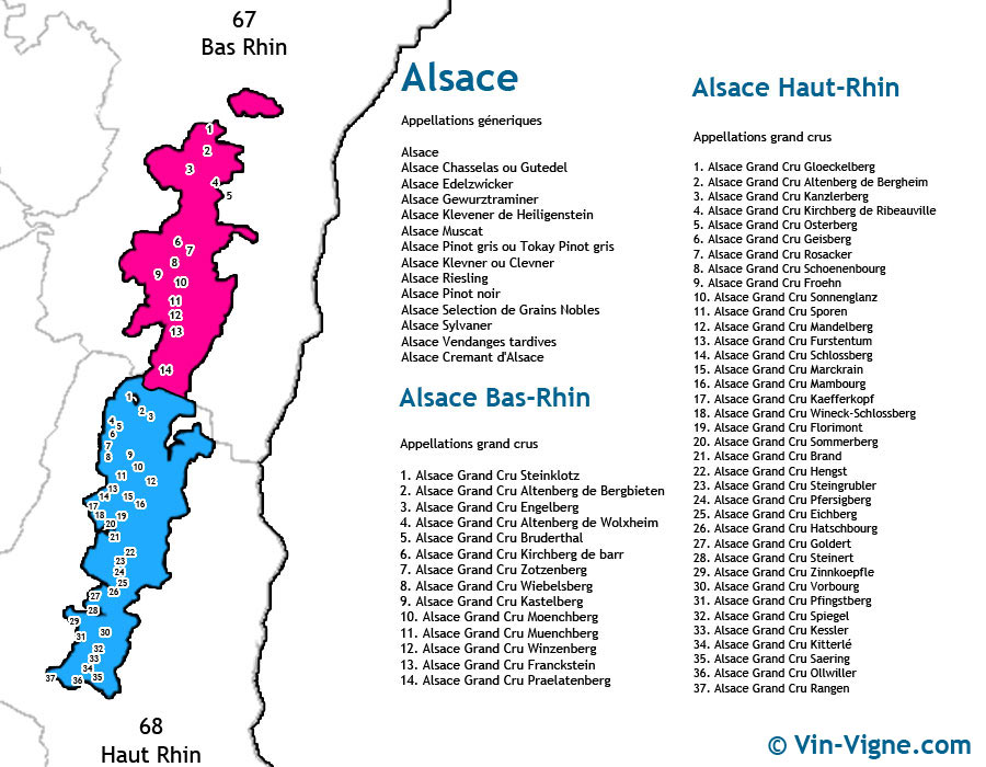 carte des vins Alsace