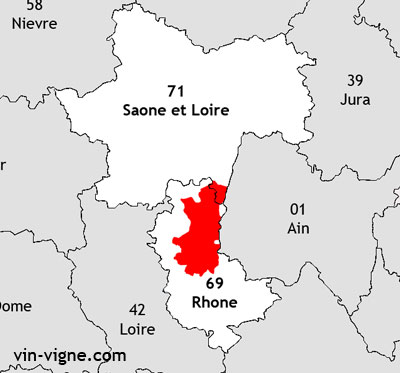 Localisation de la région viticole du Beaujolais