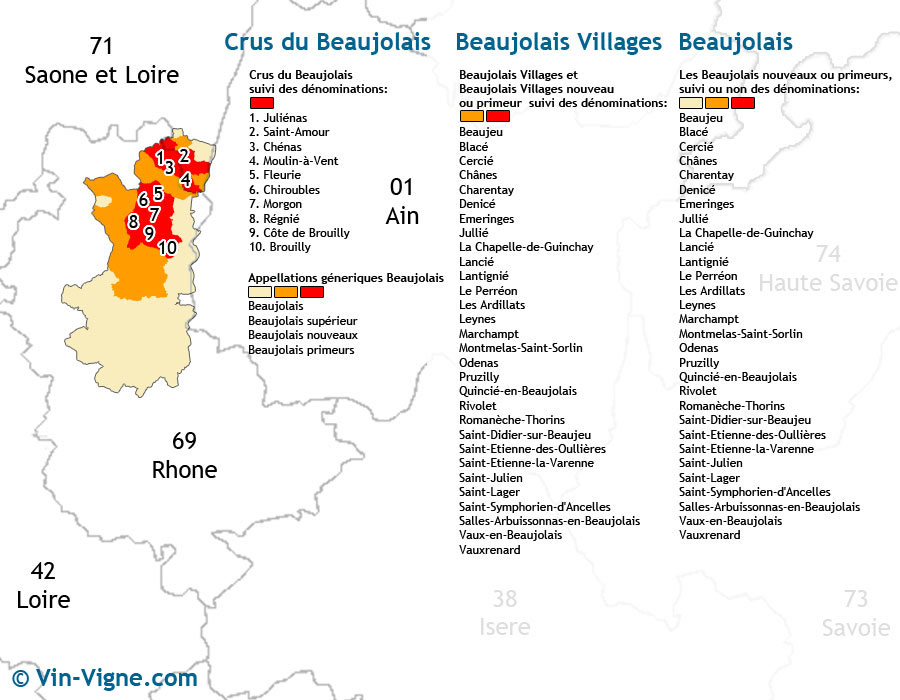 carte des vins Beaujolais