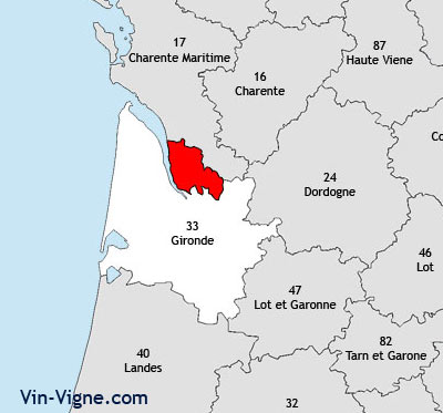 Localisation de la région viticole de Blaye-bourg