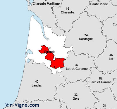 Localisation de la région viticole de Graves