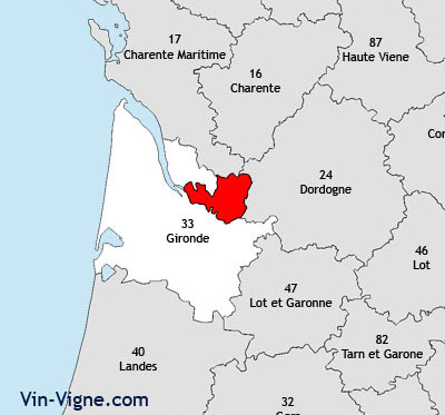 Localisation de la région viticole de Libourne