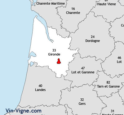 Localisation de la région viticole de Sauternes