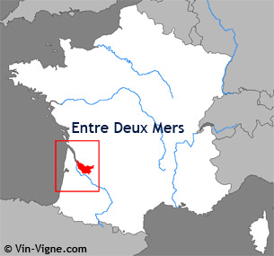 Carte de la région viticole d'Entre-deux-mers