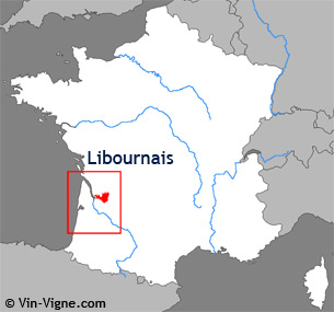 Carte de la région viticole de Libourne