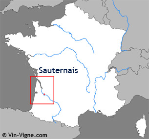 Carte de la région viticole de Sauternes