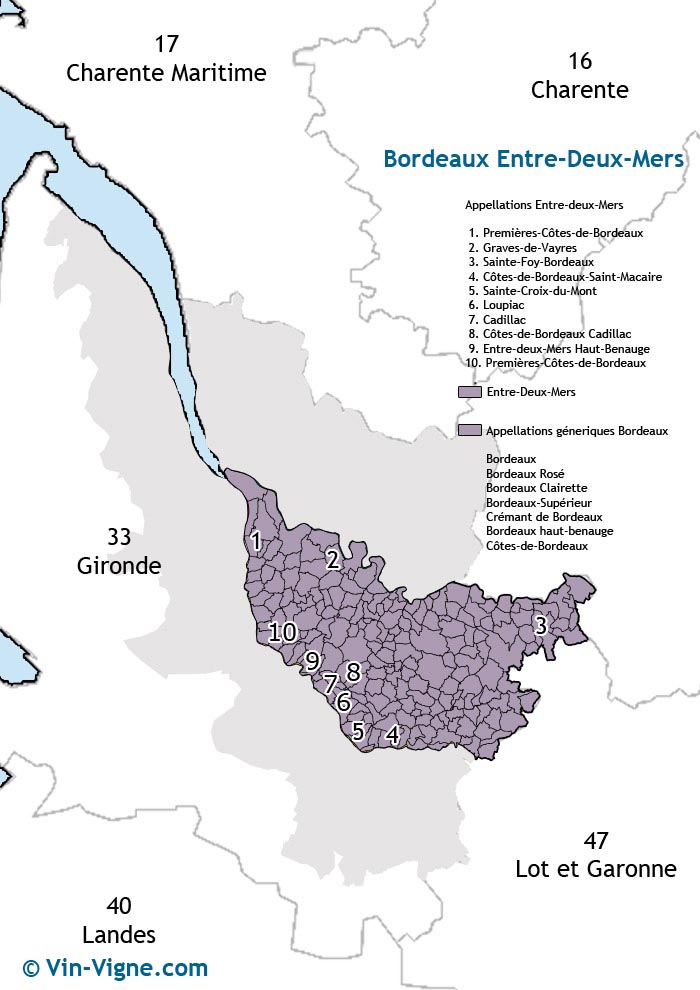 carte des vins d'entre-deux-mers