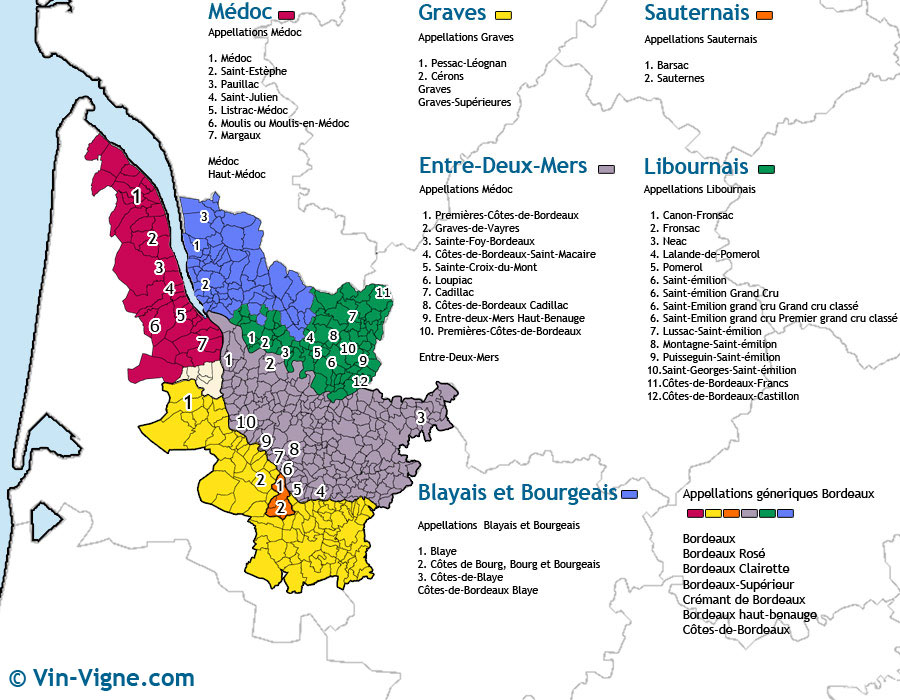 carte des vins Bordeaux