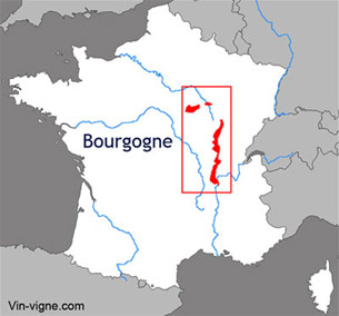 Carte viticole du vignoble de la Bourgogne