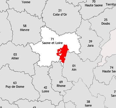 Localisation de la région viticole de Mâcon