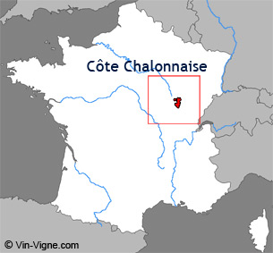 Carte de la région viticole de la Côte chalonnaise