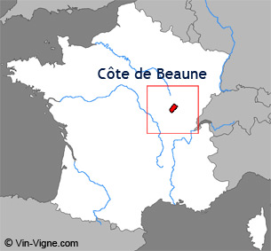 Carte de la région viticole de la Côte de beaune