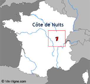 Carte de la région viticole de la Côte de nuits