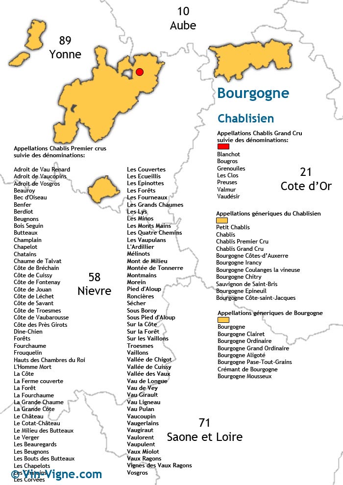 carte des vins de chablis