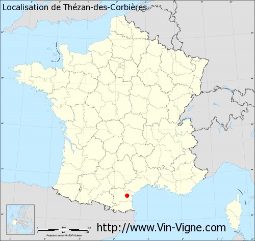 Carte  de Thézan-des-Corbières