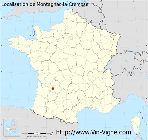 Carte  de Montagnac-la-Crempse
