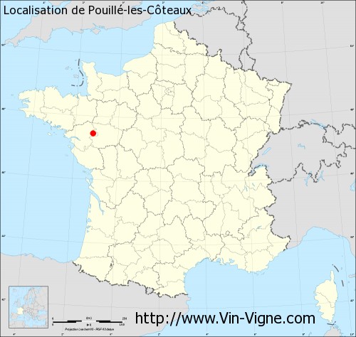 Carte  de Pouillé-les-Côteaux