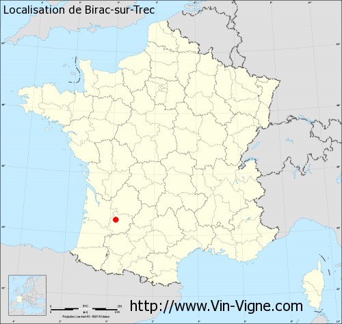 Carte  de Birac-sur-Trec
