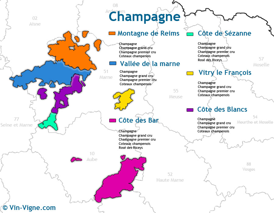 champagne zone de production