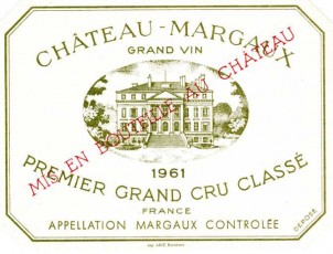 Étiquette du Château Margaux 1961