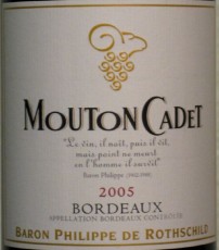 Château Mouton Cadet 2005 label showing PdR poem