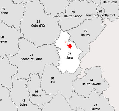 Localisation de la région viticole d'Arbois