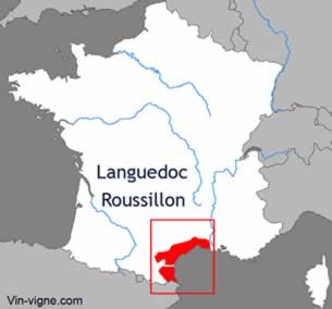 Carte du vignoble du Languedoc-roussillon