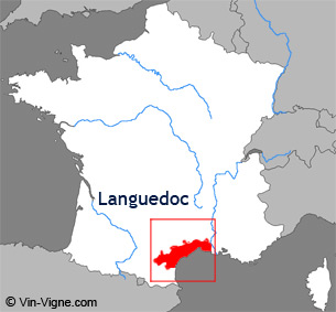 Carte de la région viticole du Languedoc