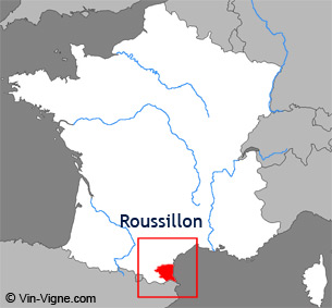 Carte de la région viticole du Roussillon