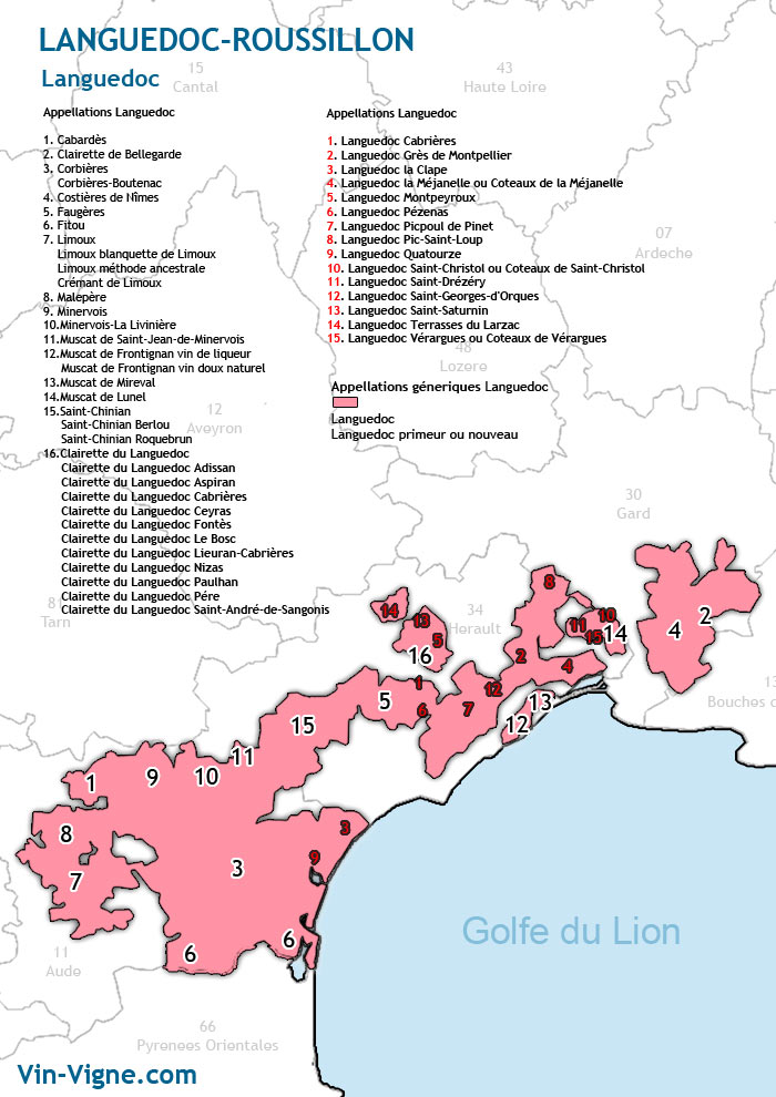 carte des vins du languedoc