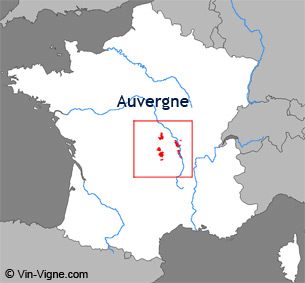 Carte de la région viticole d'Auvergne