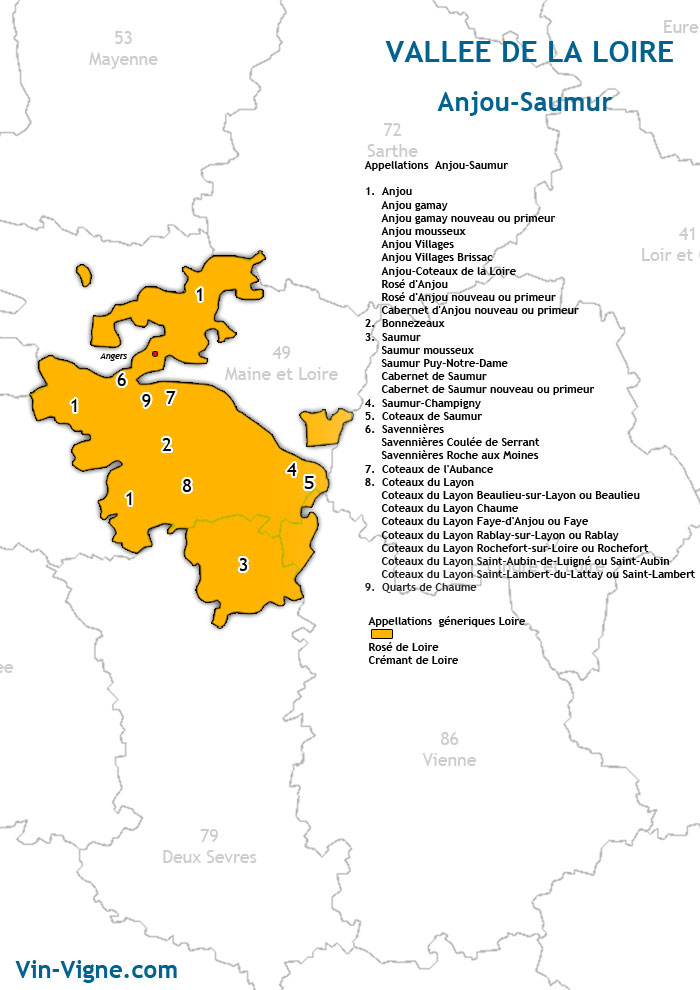 carte des vins d'anjou-saumur