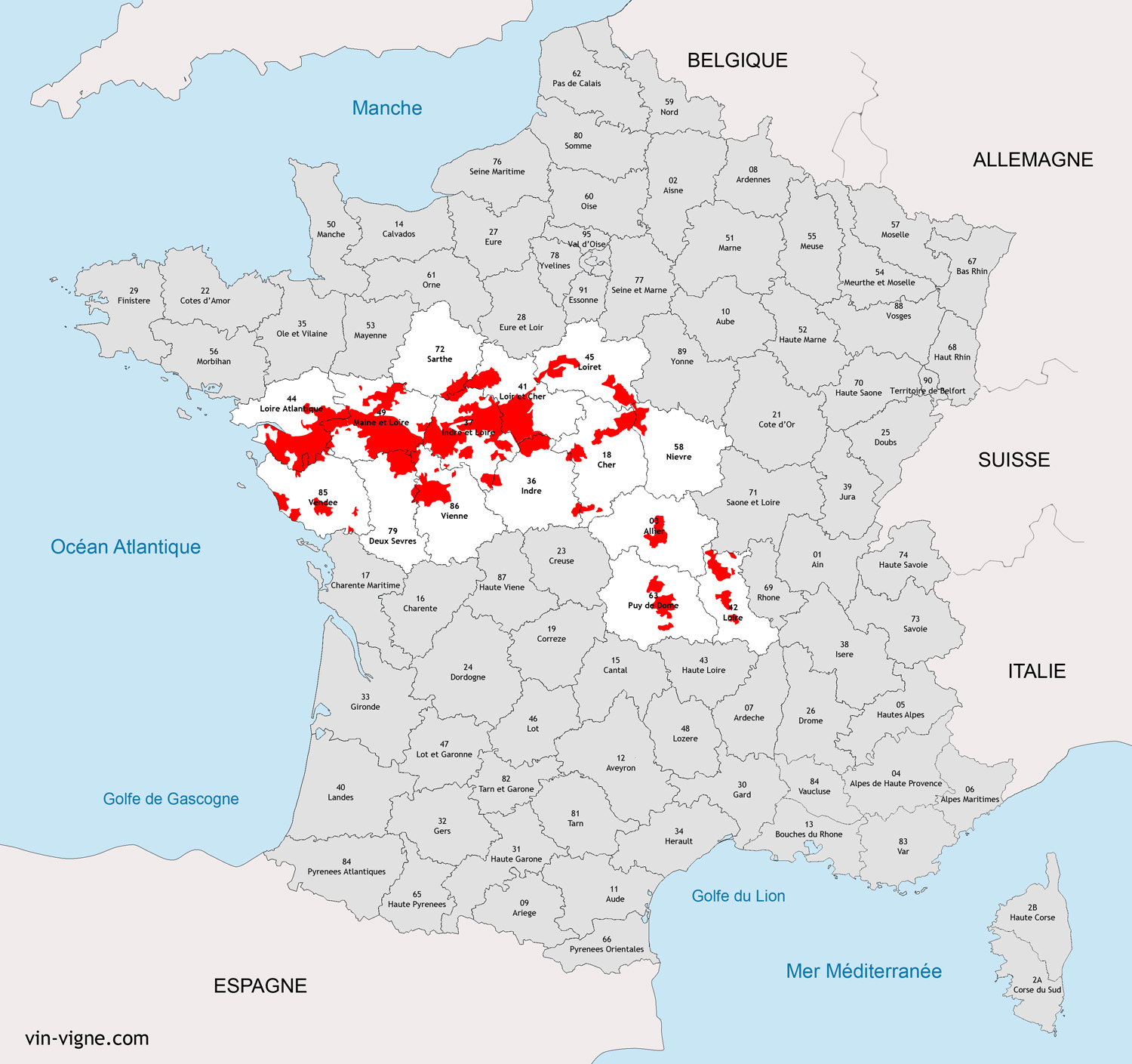 Vignoble de France - Liste des vignobles français 