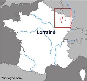 Carte du vignoble de la Lorraine