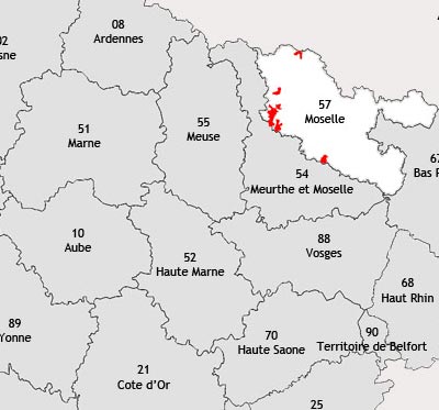 Localisation de la région viticole de Moselle