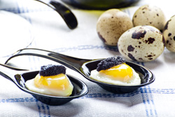 Oeufs de caille au caviar pour l'apéritif