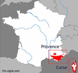 Carte viticole du vignoble de Provence-corse