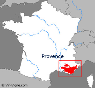 Carte de la région viticole de Provence