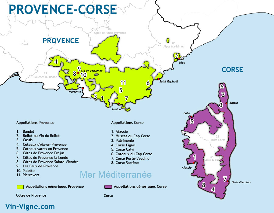 carte des vins provence corse