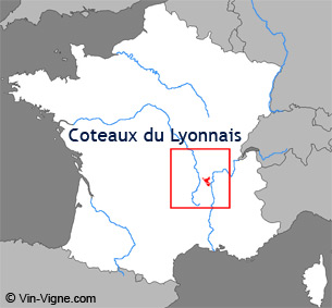 Carte de la région viticole des Côteaux du lyonnais