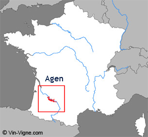 Carte de la région viticole d'Agen