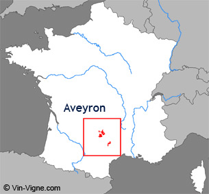 Carte de la région viticole l'Aveyron