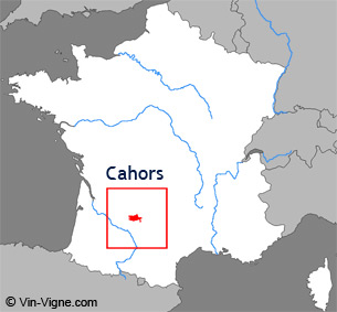 Carte de la région viticole de Cahors