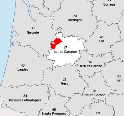 Localisation de la région viticole de Marmande