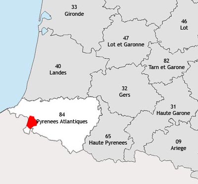 Localisation de la région viticole du Pays basque