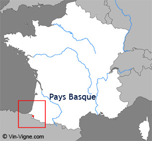 Carte de la région viticole du Pays basque