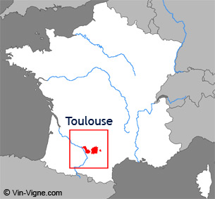 Carte de la région viticole de Toulouse