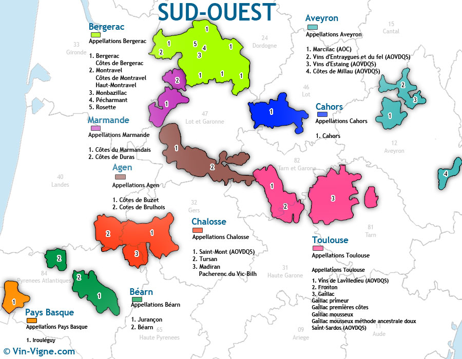carte des vins sud ouest
