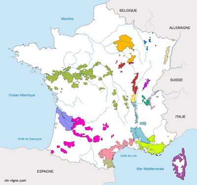 carte des vignobles de france